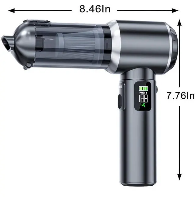 Alt view image 7 of 7 - Car Vacuum Portable Cordless,20000Pa Suction Power Handheld Vacuum Ideal for Quick Cleaning in Cars, Homes, and Offices,with Washable Filter and Replaceable Nozzle,Type-C Charging,Silver&Gray