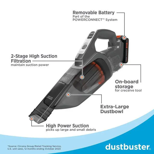 Alt view image 2 of 7 - 20V MAX POWERCONNECT Handheld Vacuum, Cordless, Battery Not Included, Bare Tool Only (BCHV001B)