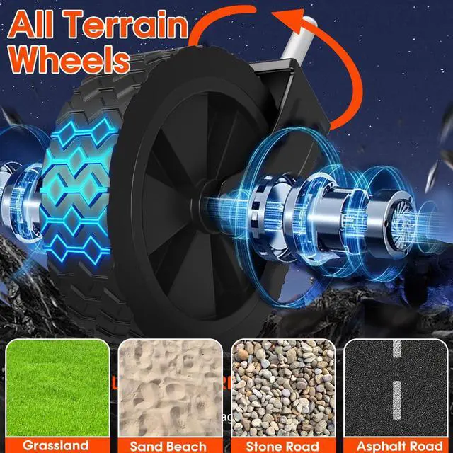 Alt view image 3 of 7 - 360LBS Heavy-Duty Wagons Carts Foldable 120L Collapsible Wagon Cart with Wheels and Tailgate, Folding Utility Wagon Carts for Groceries, Outdoor Camping, Shopping, Beach, Garden