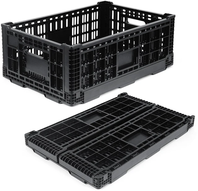 Main image of 52L Milk Crate, Plastic Storage Crate with Handles, Hold 130 lbs Per Bin, Large Collapsible Storage Bins for Home Organizing, Tools, Books, Camping & Transport