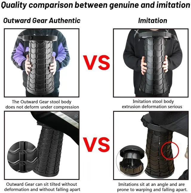 Alt view image 4 of 6 - Upgraded Folding Stool Heavy Duty 550lbs Load Capacity Collapsible Portable Sturdy Telescopic Stool for Camping Travel Hiking (Black)
