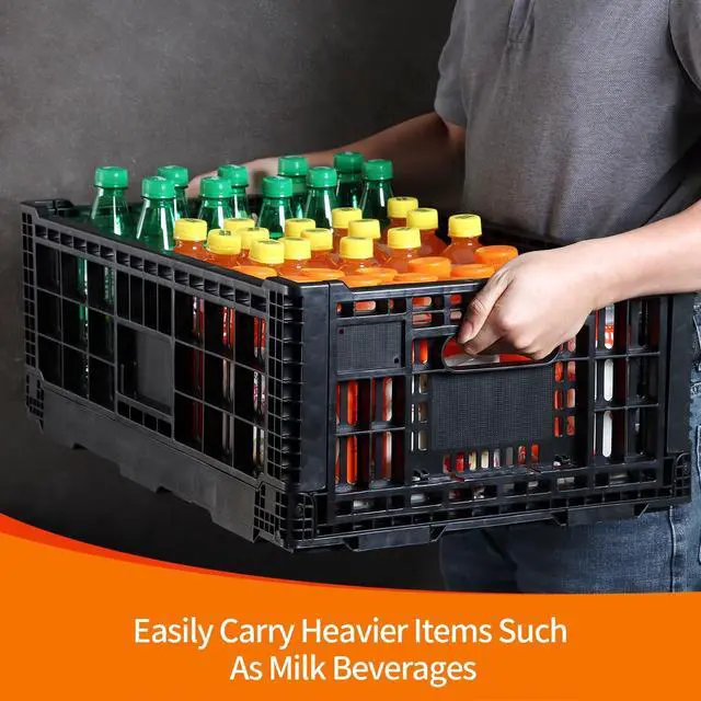 Alt view image 2 of 7 - Collapsible Storage Bin Containe52 Liter Transferheavy duty Black plastic storage box,milk crates heavy duty Transit storage (1)