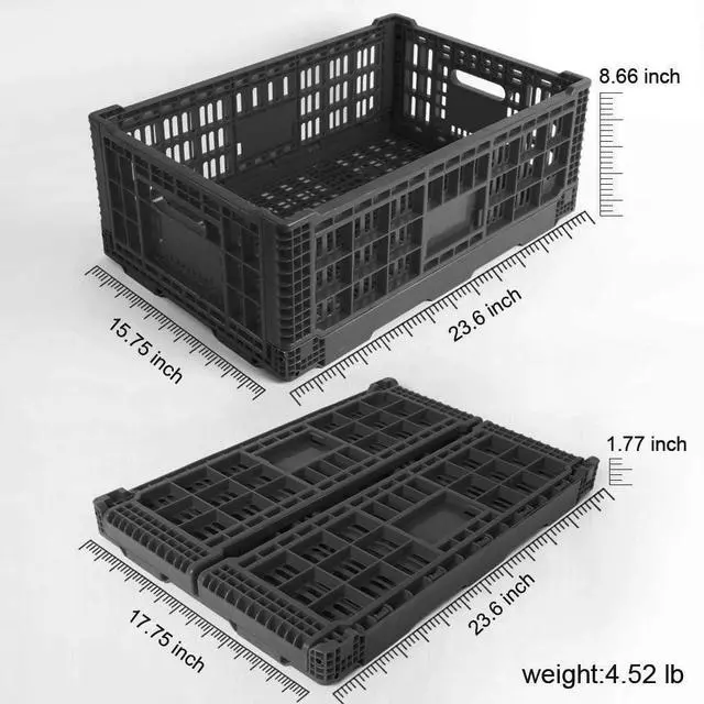 Alt view image 5 of 7 - Collapsible Storage Bin Containe52 Liter Transferheavy duty Black plastic storage box,milk crates heavy duty Transit storage (1)