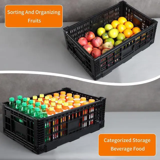 Alt view image 3 of 7 - Collapsible Storage Bin Containe52 Liter Transferheavy duty Black plastic storage box,milk crates heavy duty Transit storage (1)