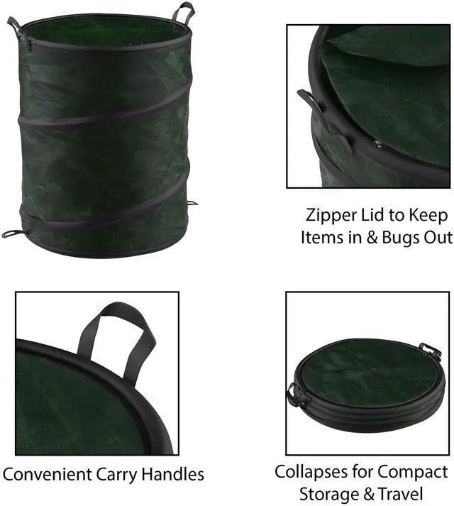 Alt view image 3 of 7 - 29.5-Gallon Pop Up Outdoor Garbage Can - Collapsible Trash Can for Parties, Yard Waste, or Laundry - Camping Accessories by Wakeman