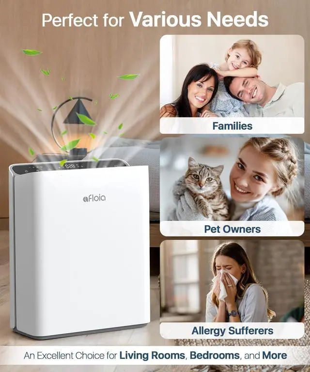 Alt view image 7 of 7 - Air Purifier for Home Large Room Bedroom Up to 2000Ft² with PM2.5 Display Air Quality Sensor&Smart Auto Mode, 3-Stage Filter Cleaner Odor Eliminator, Remove Pet Dander Pollen Allergy Dust Mold Smoke