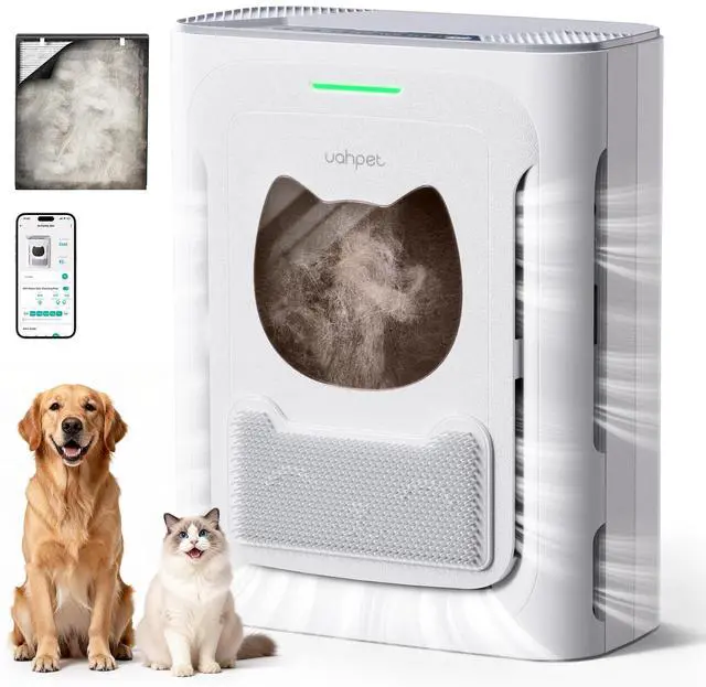 Main image of Pet Air Purifier for Home, Reduce Pet Hair, Dander, Odors, Dust, Smoke for Large Rooms up to 2100 Ft², Air Cleaner with H13 HEPA, Washable Pre-Filter & Air Quality Monitor, White+Gray