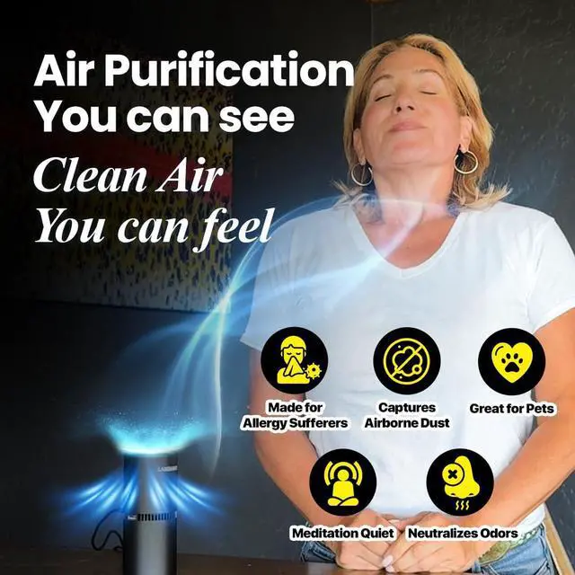Alt view image 5 of 7 - Small Ionic Air Purifier for Home & Bedroom Silent HEPA Filter Covers 250 Sq Ft - Free Cleaner Compact & Black Design - Pack of 2