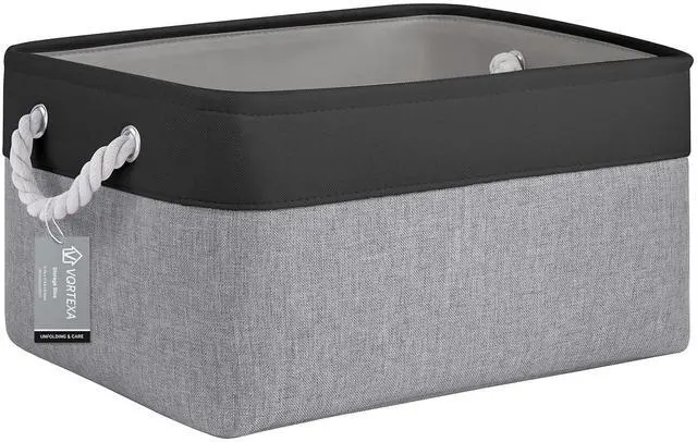 Main image of Large Storage Baskets- 15.7x11.8x8.26 inch Storage Bins for Shelves and Closet Organizing, Foldable Fabric Bin for Home Organization Clothes and Laundry (1-Pack, Black&Gray)