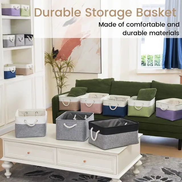 Alt view image 7 of 7 - Large Storage Baskets- 15.7x11.8x8.26 inch Storage Bins for Shelves and Closet Organizing, Foldable Fabric Bin for Home Organization Clothes and Laundry (1-Pack, Black&Gray)