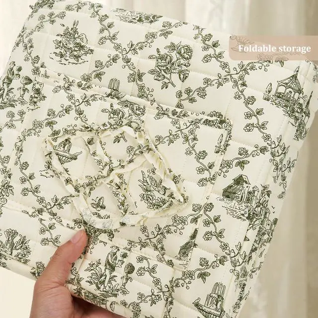 Alt view image 7 of 7 - Floral Fabric Storage Basket Car Interior Storage Basket Underwear Sundries Laundry Baskets Supplies Home Organizer Bag (Green)