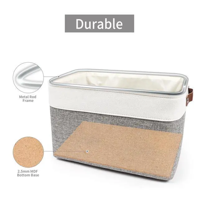 Alt view image 4 of 7 - Storage Bins Large Fabric Storage Baskets for Shelves 3 Pack, Decorative Linen Closet Baskets with Handles for Organizing, Shelf, Clothes, Home, Office, 15x11x9.5Inches (Grey&White)
