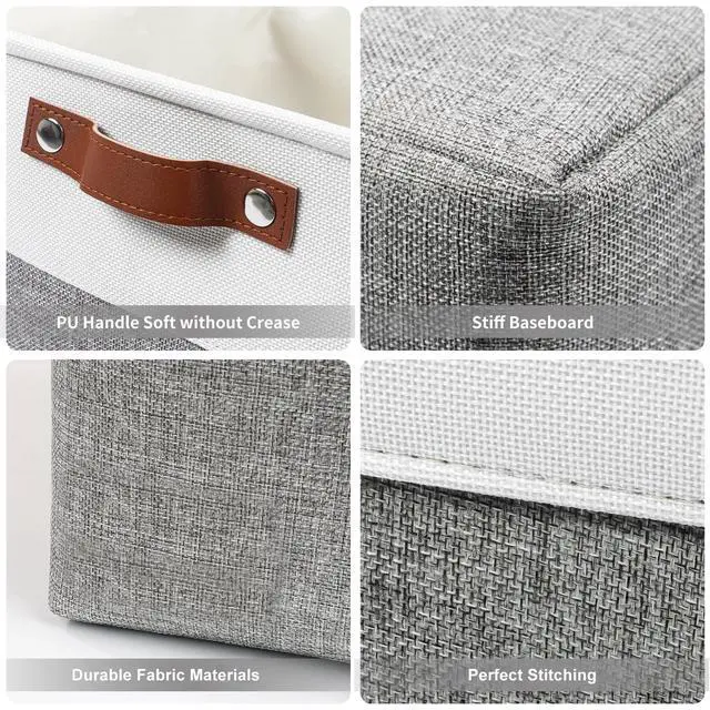 Alt view image 5 of 7 - Storage Bins Large Fabric Storage Baskets for Shelves 3 Pack, Decorative Linen Closet Baskets with Handles for Organizing, Shelf, Clothes, Home, Office, 15x11x9.5Inches (Grey&White)