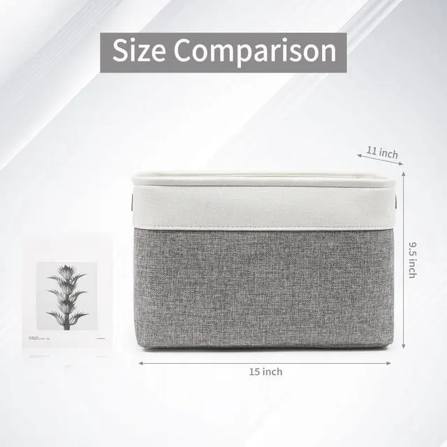 Alt view image 6 of 7 - Storage Bins Large Fabric Storage Baskets for Shelves 3 Pack, Decorative Linen Closet Baskets with Handles for Organizing, Shelf, Clothes, Home, Office, 15x11x9.5Inches (Grey&White)