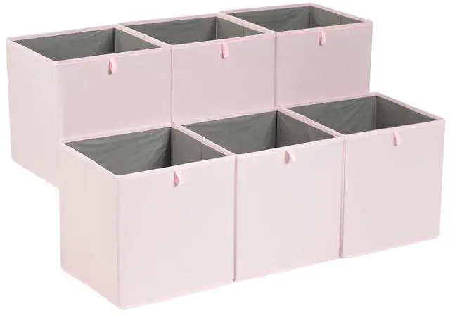 Main image of Collapsible Cube Organizer Bins, Closet Storage Organizer Baskets for Shelves, Space-Saving, 13" x 15" x 13", Peony Pink, Pack of 6