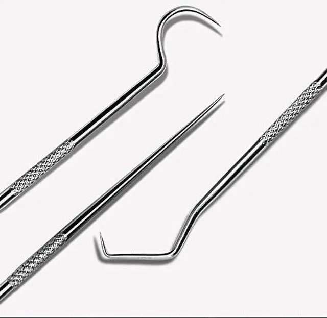 Alt view image 3 of 6 - Stainless Steel Toothpicks - 3 Pack Set with 1 Straight and 2 Elbow Toothpicks for Father's Day