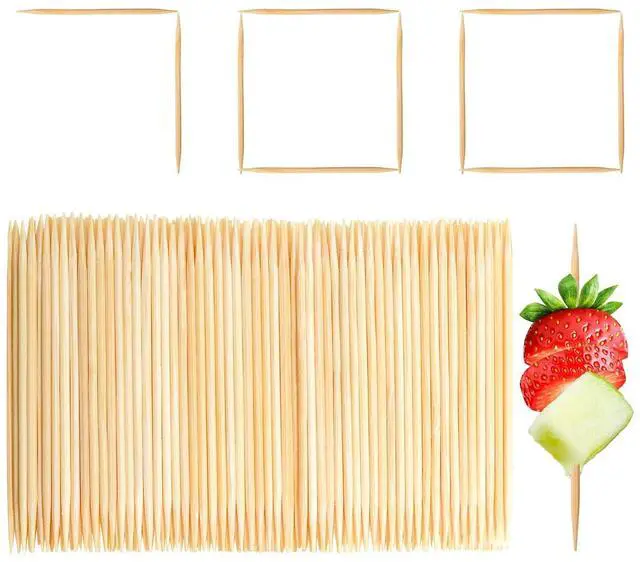 Main image of 700 Pcs Bamboo Toothpicks, 2.5 Inch Double-Pointed Sticks for Appetizers, Fruit, Cocktails and Teeth Cleaning, Bulk Picks for Party, Kitchen and Household Use (700)