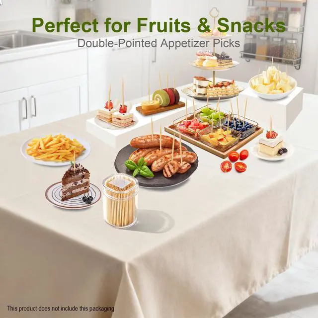 Alt view image 7 of 7 - 700 Pcs Bamboo Toothpicks, 2.5 Inch Double-Pointed Sticks for Appetizers, Fruit, Cocktails and Teeth Cleaning, Bulk Picks for Party, Kitchen and Household Use (700)