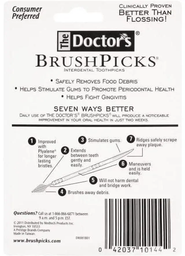 Alt view image 3 of 6 - The Doctor's BrushPicks Toothpicks, 275 Picks Per Pack (2 Packs)