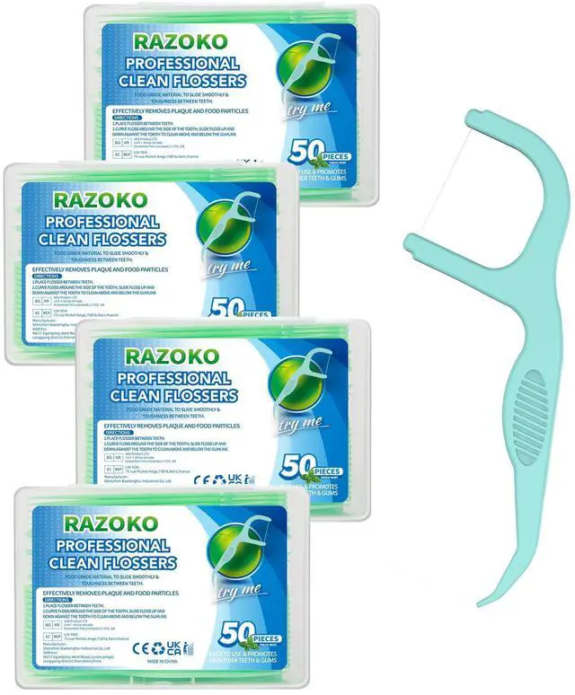 Main image of Dental Floss Picks Extra Strong Flosser Pick Toothpicks Fresh Mint 200 Count