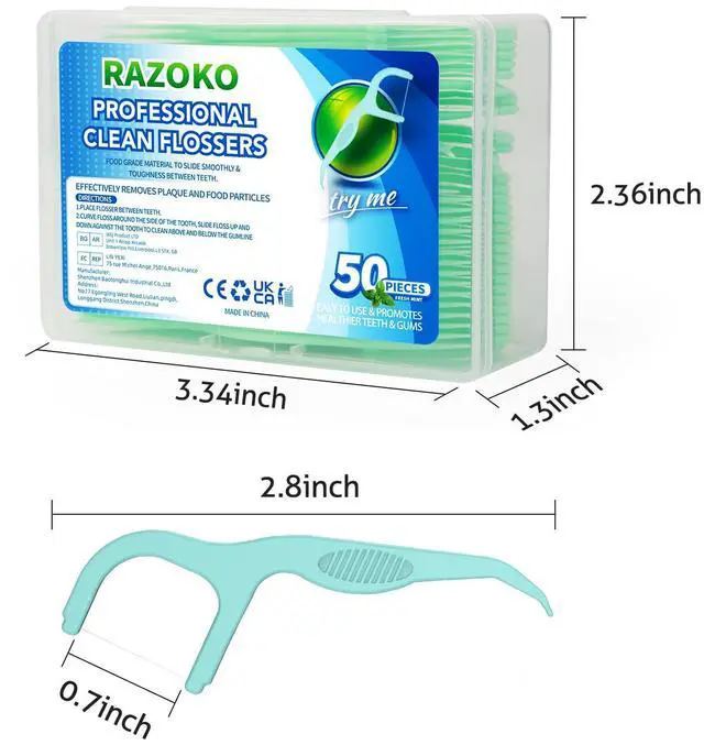 Alt view image 2 of 7 - Dental Floss Picks Extra Strong Flosser Pick Toothpicks Fresh Mint 200 Count