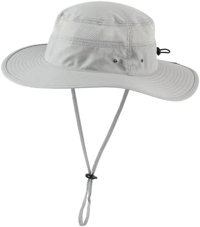 Main image of UPF50+ Mens Sun Hat Wide Brim Fishing Hat Airy Womens Bucket Hat UV Protection Hat for Mens Womens Beach Safari Gardening Golf Grey