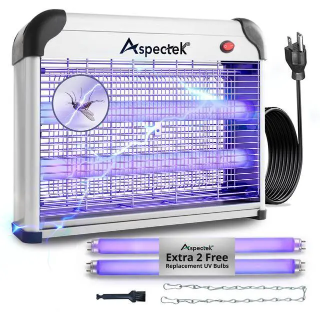 Main image of 20W Electric Bug Zapper for Indoor Use. Effective Against Mosquitoes and Flies. 2 Extra Replacement Bulbs Included. Lightweight Design, 2800V Powerful Grid, Easy Cleaning, Washable Tray.