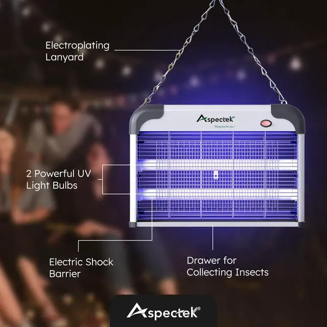 Alt view image 5 of 7 - 20W Electric Bug Zapper for Indoor Use. Effective Against Mosquitoes and Flies. 2 Extra Replacement Bulbs Included. Lightweight Design, 2800V Powerful Grid, Easy Cleaning, Washable Tray.