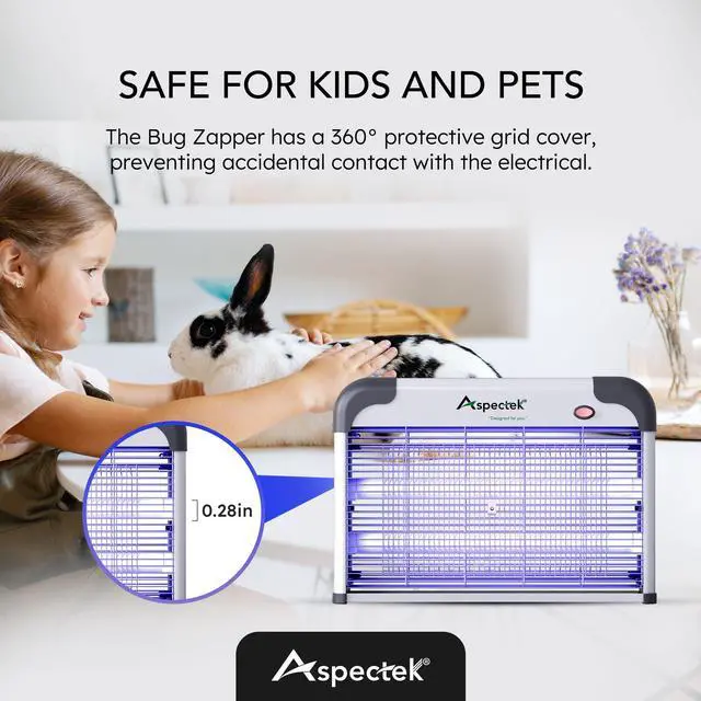Alt view image 6 of 7 - 20W Electric Bug Zapper for Indoor Use. Effective Against Mosquitoes and Flies. 2 Extra Replacement Bulbs Included. Lightweight Design, 2800V Powerful Grid, Easy Cleaning, Washable Tray.