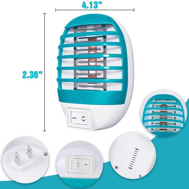 Alt view image 3 of 7 - 2 Pack Plug in Bug Zapper Indoor Flying Insect Trap, Electronic Mosquito Zapper Gnat Traps with LED Light for Patio, Bedroom, Kitchen, Office