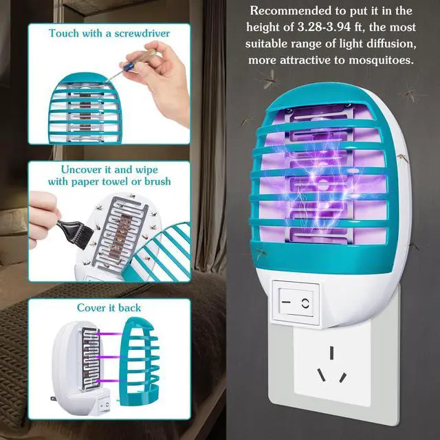 Alt view image 4 of 7 - 2 Pack Plug in Bug Zapper Indoor Flying Insect Trap, Electronic Mosquito Zapper Gnat Traps with LED Light for Patio, Bedroom, Kitchen, Office
