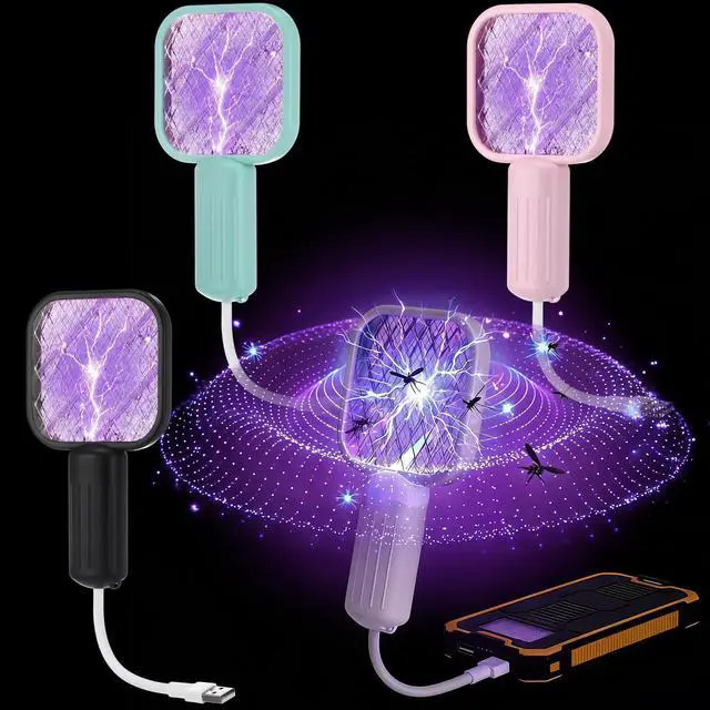 Main image of 4 Pack Mini Electric Mosquito Swatter Plug-and-Play USB Mosquito Attracting Lamp Portable Electric Bug Zapper Safety Net Mosquitoes Zapper Fly Swatter for Indoor Outdoor Camping (Cute Colors)