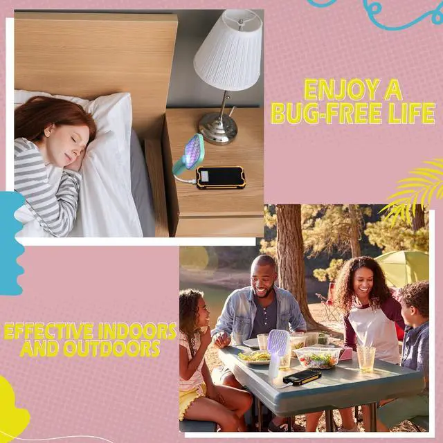 Alt view image 7 of 7 - 4 Pack Mini Electric Mosquito Swatter Plug-and-Play USB Mosquito Attracting Lamp Portable Electric Bug Zapper Safety Net Mosquitoes Zapper Fly Swatter for Indoor Outdoor Camping (Cute Colors)