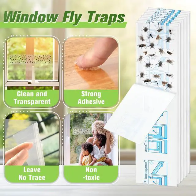 Alt view image 4 of 7 - 2 Pack Black Fly Swatter for Indoors with 10 Clear XL Window Fly Traps, Retractable Flyswatter with Stainless Steel Handle, Heavy Duty Flyswatter Manual for House, Kitchen and Outdoors