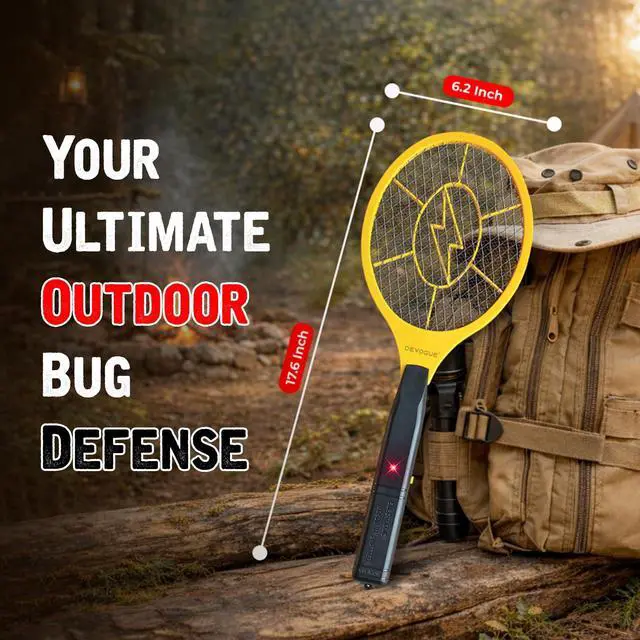 Alt view image 6 of 7 - Electric Fly Swatter Battery Operated Bug Zapper Racket, Mosquito & Insect Killer, Handheld Pest Control, Indoor & Outdoor Use