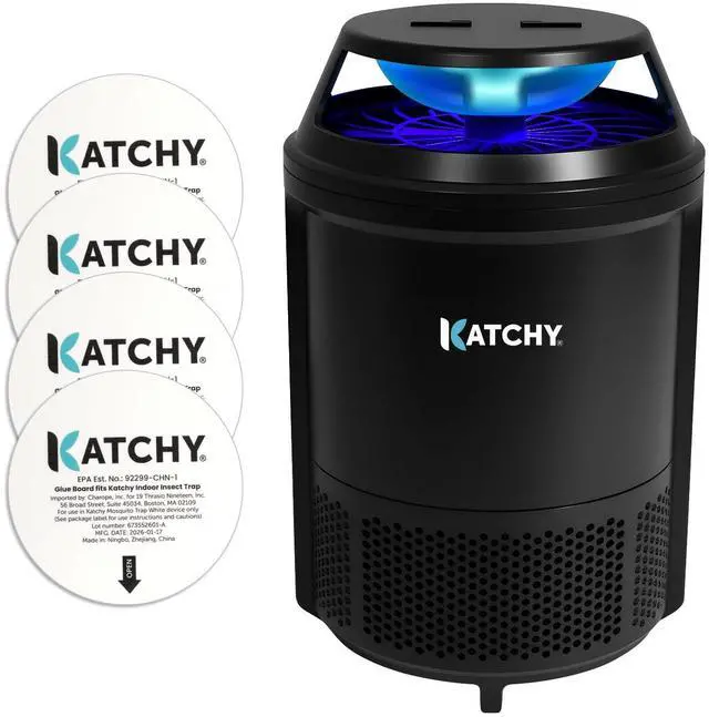 Main image of Indoor Flying Insect Trap Catcher & Killer for Mosquitoes, Fruit Flies, Gnats & Moths Non-Zapper with Suction & Blue Light Ideal for Indoor Spaces, Kitchens & Plants (Original, Black)