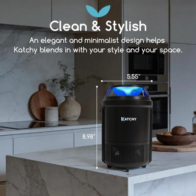 Alt view image 6 of 7 - Indoor Flying Insect Trap Catcher & Killer for Mosquitoes, Fruit Flies, Gnats & Moths Non-Zapper with Suction & Blue Light Ideal for Indoor Spaces, Kitchens & Plants (Original, Black)