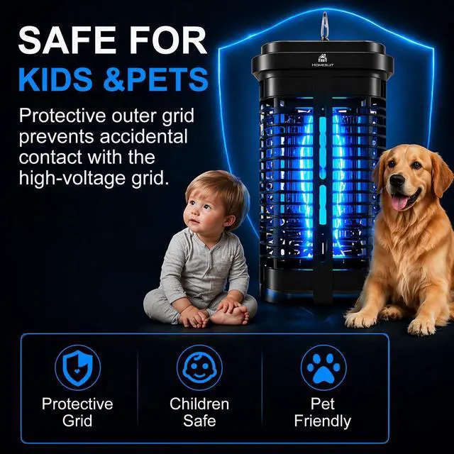 Alt view image 4 of 7 - Bug Zapper Outdoor 20W, High Powered 4000V Electric Mosquito Zapper with Switch, Waterproof Bug Zappers, Electronic Mosquito Killer, Mosquito Trap for Home Backyard Patio