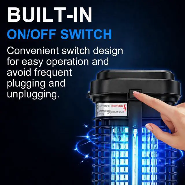 Alt view image 6 of 7 - Bug Zapper Outdoor 20W, High Powered 4000V Electric Mosquito Zapper with Switch, Waterproof Bug Zappers, Electronic Mosquito Killer, Mosquito Trap for Home Backyard Patio