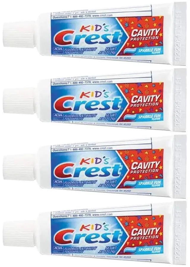 Main image of Kids Cavity Protection Toothpaste, Sparkle Fun, Travel Size 0.85 oz (24g)- Pack of 4