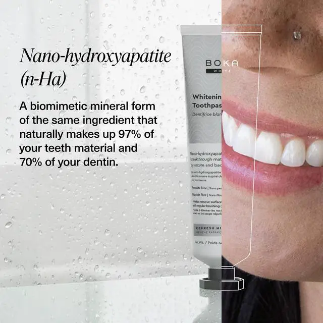 Alt view image 3 of 6 - Boka Fluoride Free Toothpaste, Nano Hydroxyapatite Toothpaste, Appropriate for Sensitive Teeth, for Adult, Kids Oral Care - Whitening* Refresh Mint, 4 Fl Oz 1Pk