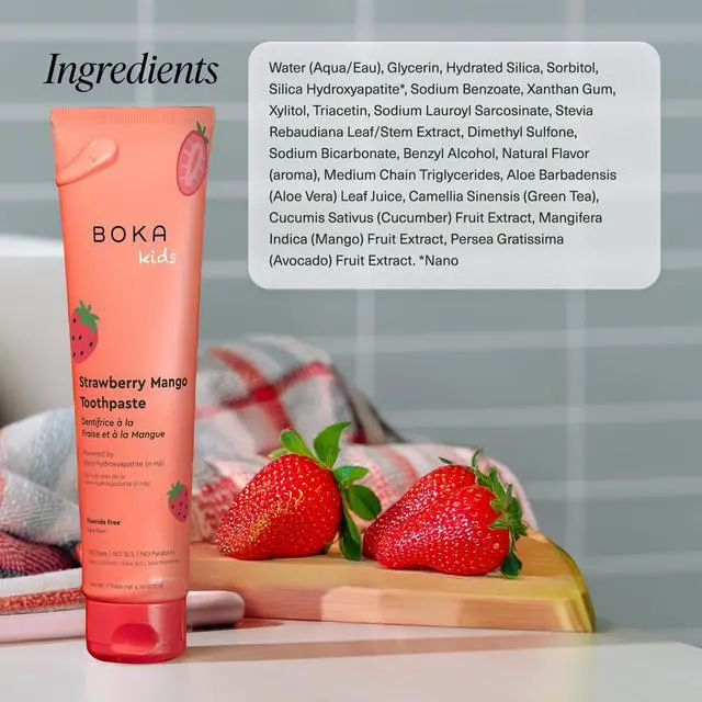 Alt view image 6 of 7 - Fluoride Free Toothpaste Nano Hydroxyapatite Toothpaste - Strawberry Mango Flavor, 4 oz 1Pk