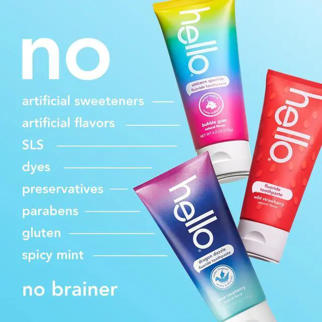 Alt view image 7 of 7 - Kids Fluoride Toothpaste Variety Pack, Includes a Strawberry Toothpaste, Unicorn Bubble Gum Toothpaste, and Blue Raspberry Toothpaste, Safe for Ages 2 and Up, 3 Pack, 4.2 Oz Each