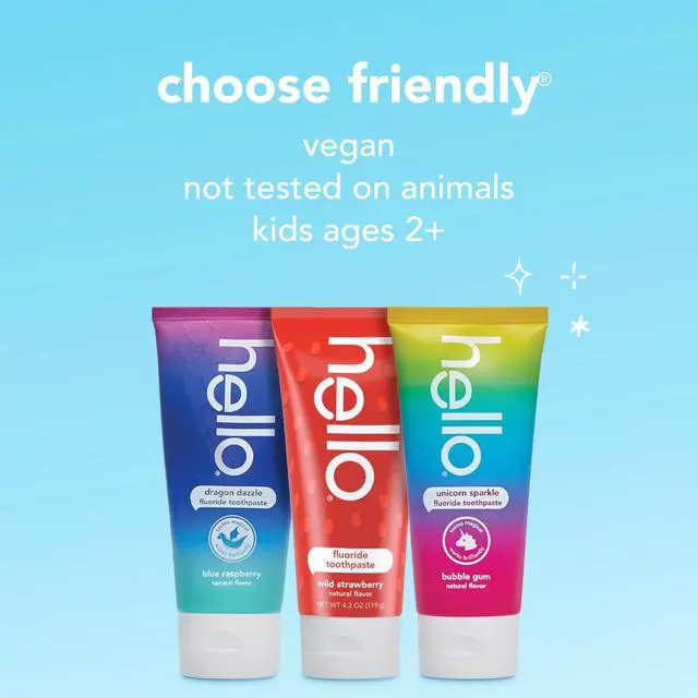 Alt view image 5 of 7 - Kids Fluoride Toothpaste Variety Pack, Includes a Strawberry Toothpaste, Unicorn Bubble Gum Toothpaste, and Blue Raspberry Toothpaste, Safe for Ages 2 and Up, 3 Pack, 4.2 Oz Each