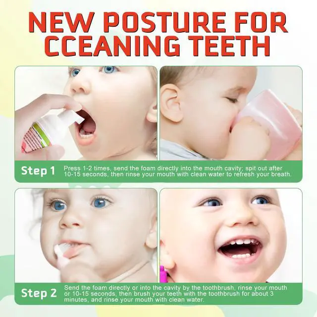 Alt view image 7 of 7 - Foam Toothpaste Kids, Kids Mouthwash with Fruit Flavor - Toddler Toothpaste Age for Children, 360ºCare Natural Anti-Cavity Formulas with Fluoride for Electric & U-Shape Toothbrushes