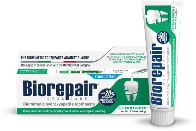 Main image of Clean & Protect - 20% Hydroxyapatite Toothpaste for Daily Use, Fluoride Free - Helps Prevents Plaque and Tartar Formation, Oral Care for Adults and Kids, 3.39 Oz, Made in Italy