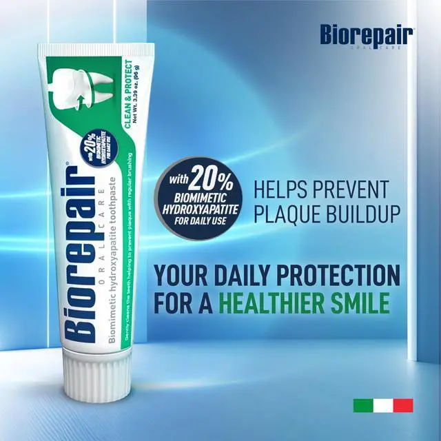 Alt view image 2 of 7 - Clean & Protect - 20% Hydroxyapatite Toothpaste for Daily Use, Fluoride Free - Helps Prevents Plaque and Tartar Formation, Oral Care for Adults and Kids, 3.39 Oz, Made in Italy