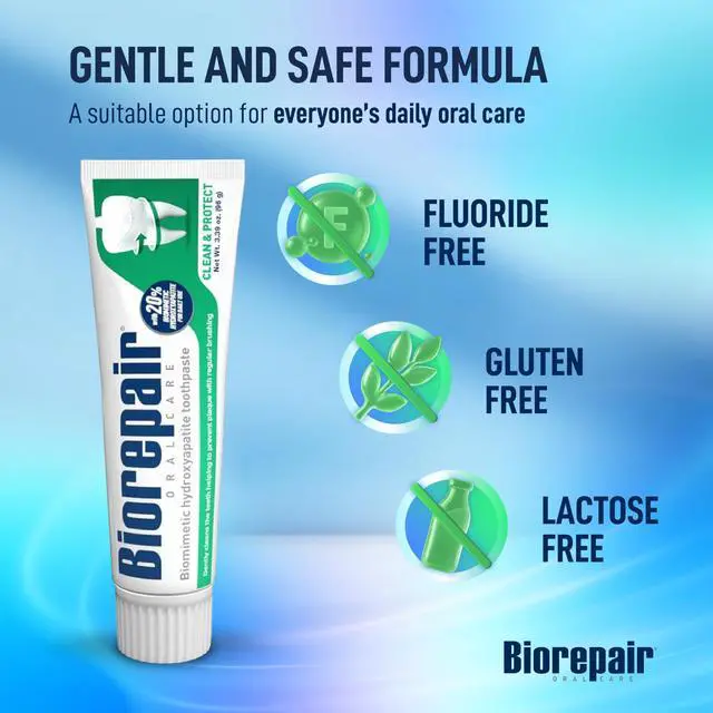 Alt view image 7 of 7 - Clean & Protect - 20% Hydroxyapatite Toothpaste for Daily Use, Fluoride Free - Helps Prevents Plaque and Tartar Formation, Oral Care for Adults and Kids, 3.39 Oz, Made in Italy