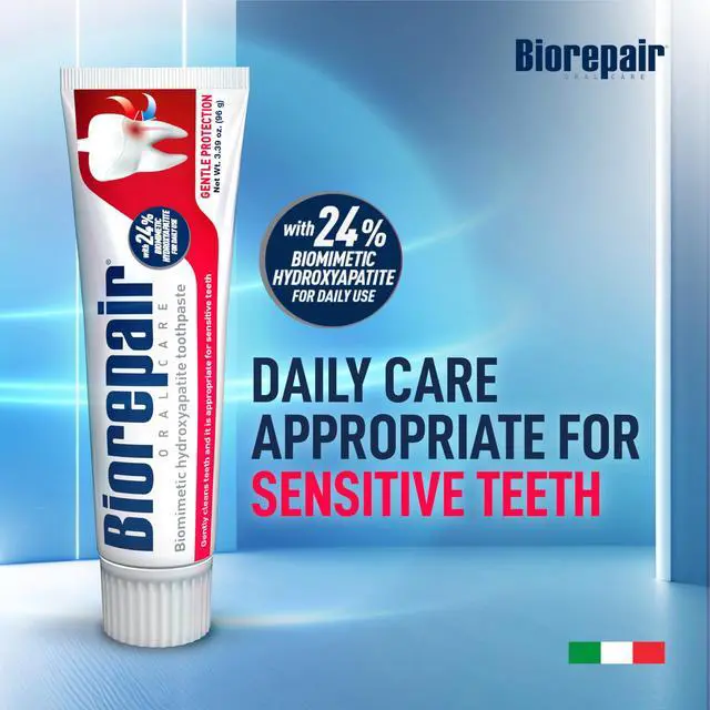 Alt view image 2 of 7 - Gentle Protection- 24% Hydroxyapatite Toothpaste for Sensitive Teeth, Daily Use, Fluoride Free Toothpaste, Helps Prevents Plaque Build-Up & Freshens Breath, Oral Care, 3.28 Oz, Made in Italy