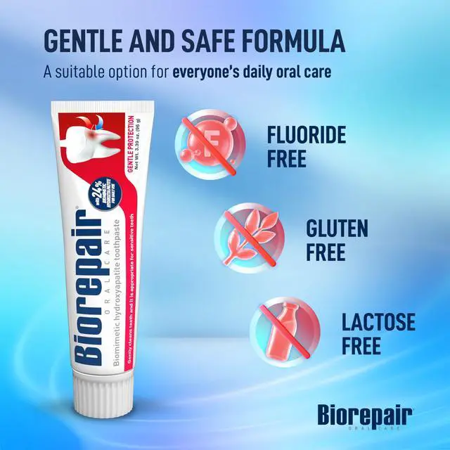Alt view image 7 of 7 - Gentle Protection- 24% Hydroxyapatite Toothpaste for Sensitive Teeth, Daily Use, Fluoride Free Toothpaste, Helps Prevents Plaque Build-Up & Freshens Breath, Oral Care, 3.28 Oz, Made in Italy